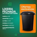Cesto Lixeira 60 Litros Fechado Com Tampa Cor Preta