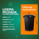 Cesto Lixeira 60 Litros Fechado Com Tampa Cor Preta