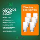 Jogo De 12 Copos 320ml Vidro Bali Quadrado Luxo Transparente