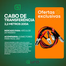 Cabo Transferência Chupeta Carga De Bateria Automotiva 2,2 M 200Amp Universal