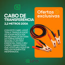 Cabo Transferência Chupeta Carga De Bateria Automotiva 2,2 M 200Amp Universal