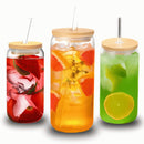 Copo de Vidro com Tampa de Bambu e Canudo de Vidro 570 ML Drinks Caipirinha