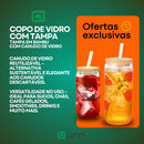 Copo de Vidro com Tampa de Bambu e Canudo de Vidro 570 ML Drinks Caipirinha