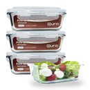 Conjunto 3 Potes 640ml Vidro Hermético 4 Travas Marmita