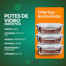 Conjunto 3 Potes 640ml Vidro Hermético 4 Travas Marmita