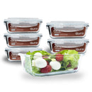 Jogo 5 Potes Hermético 640ml Vidro 4 Travas Marmita Armazenamento de Alimentos