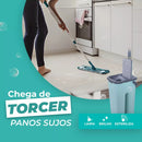Flat Mop 2 Refis Esfregão Com Balde Rodo Mágico Lava Seca Tira Pó
