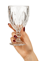 Jogo 6 Taça Diamante Copo Vidro Transparente Bico De Jaca 330ml