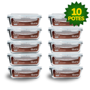 Conjunto 10 Potes 640ml Hermético com 4 Travas