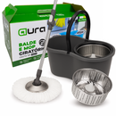 Mop Com Centrifuga Inox Com Refil de Microfibra e Cabo em Inox 8 Litros Mopi