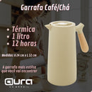 Garrafa Térmica 1L Café Chá Nórdica Cabo Madeira