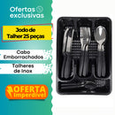 Jogo De Talheres Inox Com 24 Peças + Suporte Gaveteiro