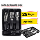 Jogo De Talheres Inox Com 24 Peças + Suporte Gaveteiro