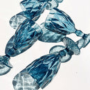 Jogo 6 Taça Diamante Copo Vidro Azul Bico De Jaca 330ml