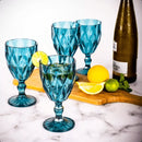 Jogo 6 Taça Diamante Copo Vidro Azul Bico De Jaca 330ml