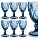 Jogo 6 Taça Diamante Copo Vidro Azul Bico De Jaca 330ml