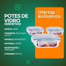 Conjunto 3 Potes Vidro Hermético Mantimentos Marmita 370ml