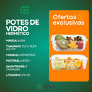 Conjunto 3 Potes Vidro Hermético Mantimentos Marmita 370ml