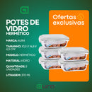 Kit 5 Potes Vidro Hermético Mantimentos Marmita 370ml Premium