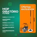 Mop Com Centrifuga Inox Com Refil de Microfibra e Cabo em Inox 8 Litros Mopi