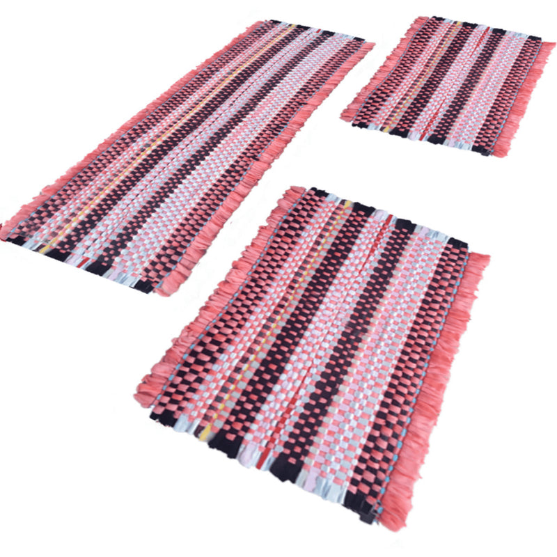 Kit Jogo de Cozinha 3 Peças 2 Tapetes + 1 Tapete Passadeira Tear