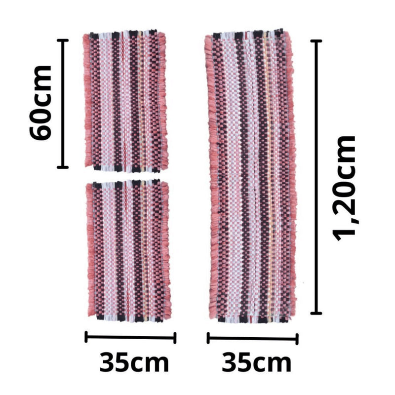 Kit Jogo de Cozinha 3 Peças 2 Tapetes + 1 Tapete Passadeira Tear