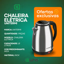 Chaleira Elétrica Térmica Unitermi Inox 1.8 Litros Com Tampa