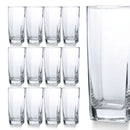 Jogo De 12 Copos 320ml Vidro Bali Quadrado Luxo Transparente