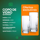 Jogo De 12 Copos 320ml Vidro Bali Quadrado Luxo Transparente