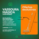 Vassoura Mágica Rodo Mop Tira Sujeira Limpa Vidro Esfrega Cabo Inox