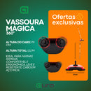 Vassoura Mágica 360 Recolhe e Armazena Resíduos Varre Aspira e Passa Pano Vassoura Giratória 360