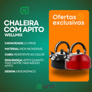 Chaleira Inox 2L com Tampa Alça Térmica e Apito para Café Cha Bebidas