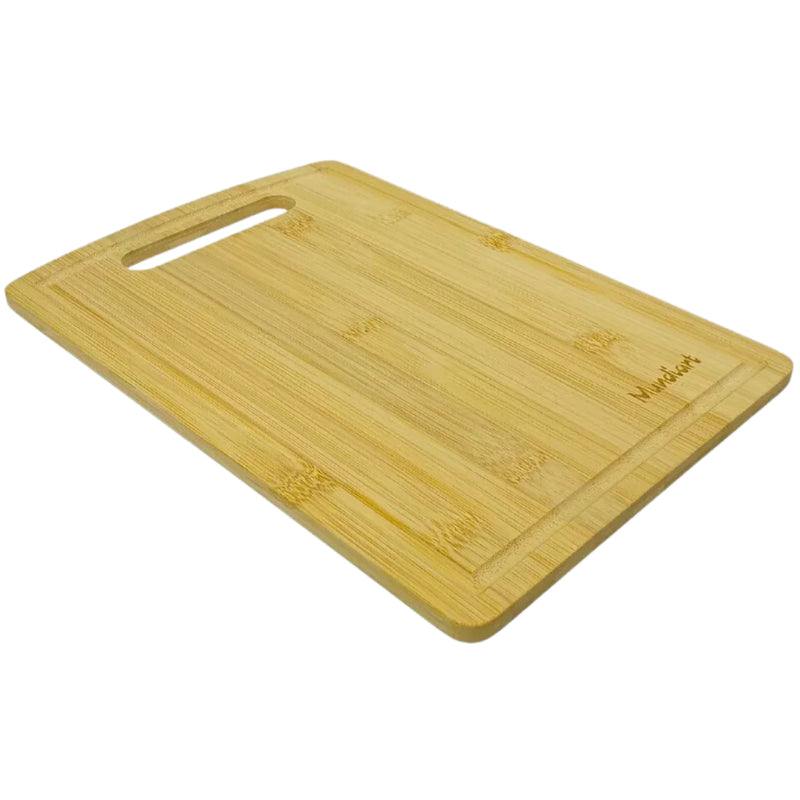 Tabua De Carne Para Churrasco Grande Bambu Alça Inox 29,5cm x 20cm
