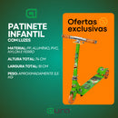 Patinete Infantil 3 Rodas Luz Led Com Cesto Música Regulável