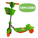 Patinete Infantil 3 Rodas Luz Led Com Cesto Música Regulável