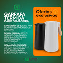 Garrafa Térmica 1 Litro Café Chá Nórdica Lund Com Cabo Madeira