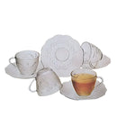 Conjunto de Xícaras e Pires em Vidro 200 Ml 12 Peças