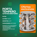 Porta Tempero Giratório Inox 12 Potes Com Suporte Giratorio