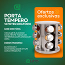 Porta Tempero Giratório Inox 12 Potes Com Suporte Giratorio