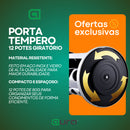 Porta Tempero Giratório Inox 12 Potes Com Suporte Giratorio