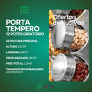 Porta Tempero Giratório Inox 12 Potes Com Suporte Giratorio