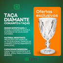 Jogo 6 Taça Diamante Copo Vidro Transparente Bico De Jaca 330ml