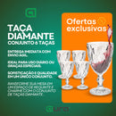 Jogo 6 Taça Diamante Copo Vidro Transparente Bico De Jaca 330ml