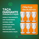 Jogo 6 Taça Diamante Copo Vidro Transparente Bico De Jaca 330ml