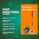 Mop Com Centrifuga Inox Com Refil de Microfibra e Cabo em Inox 8 Litros Mopi