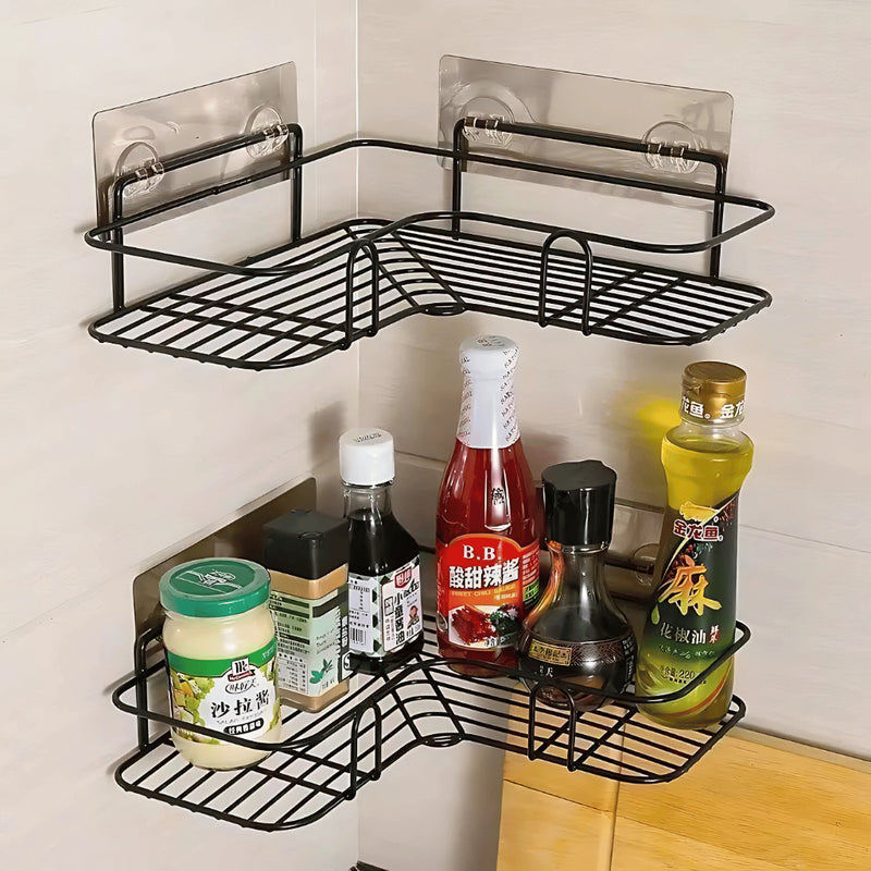 Kit 2 Prateleiras Suporte Com Alto Adesivos Para Parede Banheiro Cozinha lavanderia Shampoo Sabonete
