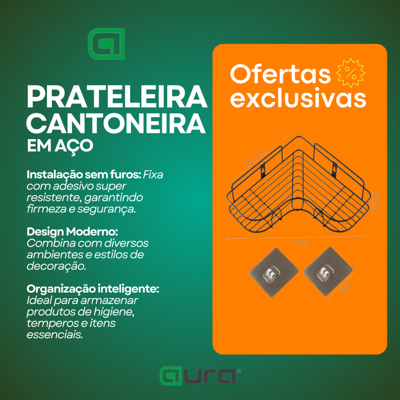 Kit 2 Prateleiras Suporte Com Alto Adesivos Para Parede Banheiro Cozinha lavanderia Shampoo Sabonete