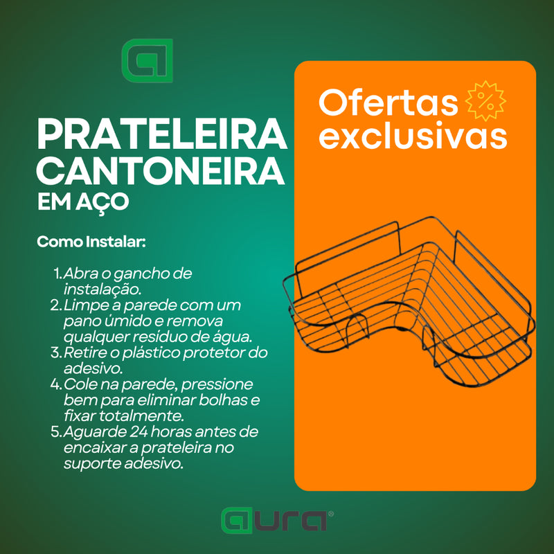 Kit 2 Prateleiras Suporte Com Alto Adesivos Para Parede Banheiro Cozinha lavanderia Shampoo Sabonete