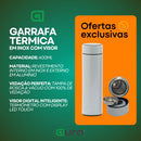 Garrafa Térmica 400ml Portátil Termômetro Inox Display Led Material de Aço Inoxidável