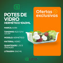 Jogo 5 Potes Vidro Hermético Transparente 4 Travas Marmita Premium 1040ml